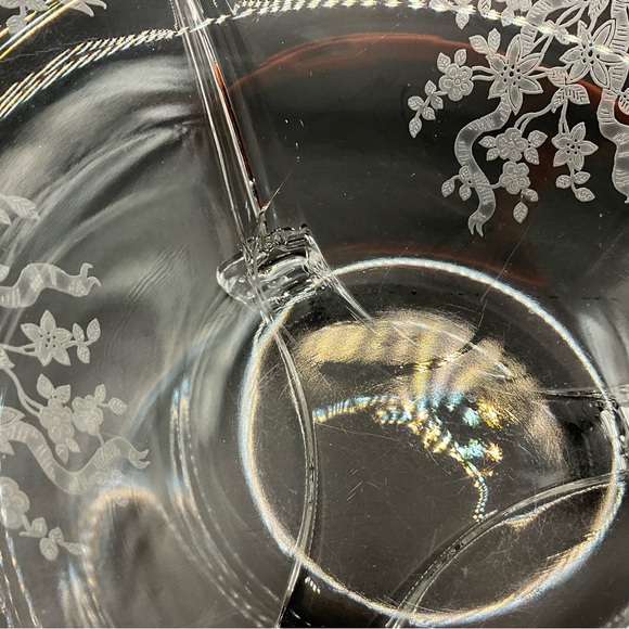 Fostoria June Clear American Glass Console Bowl Pair Candle Stick Holders - Picture 5 of 8